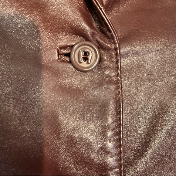 Women’s Etienne Aigner Vintage 70s Oxblood Leather Jacket Size 8 Lined - Picture 6 of 8